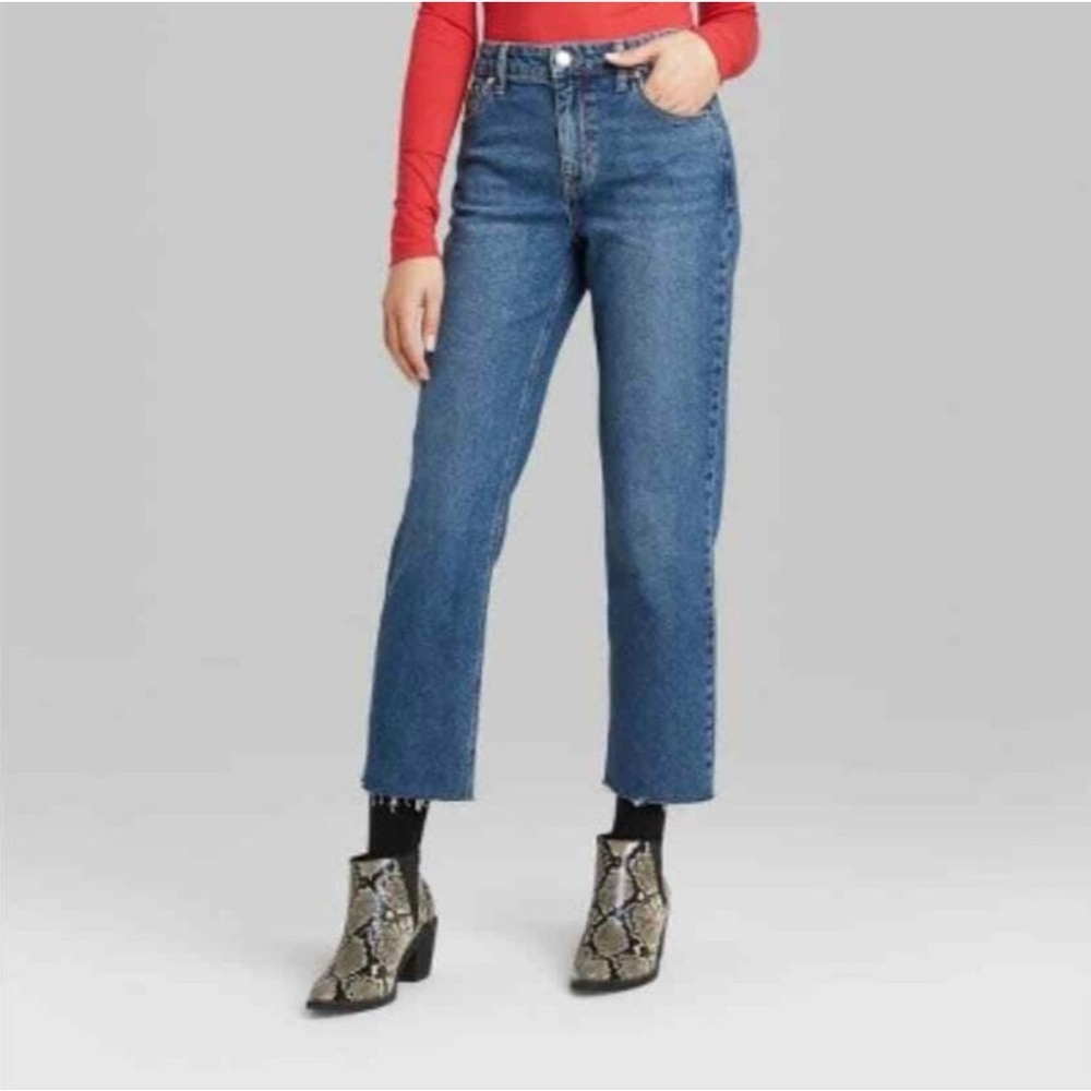 NWT‎ Wild Fable Women’s High Rise Straight Ankle Jeans 18W Blue Denim Raw Hem